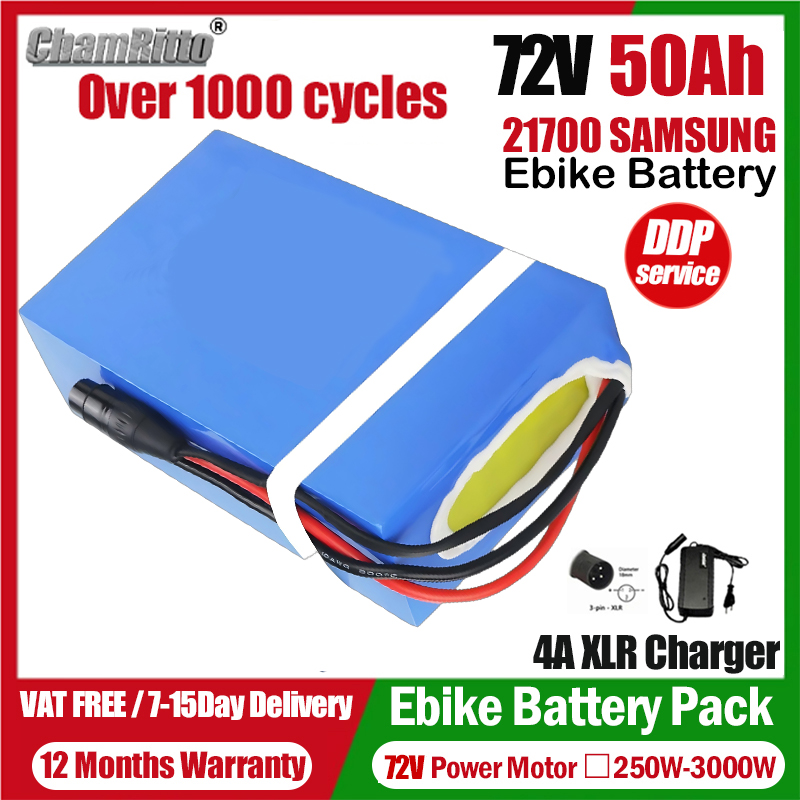 72V Electric Bicycle cham-ride - đánh giá và giá 72V 50Ah 21700 Lithium Battery