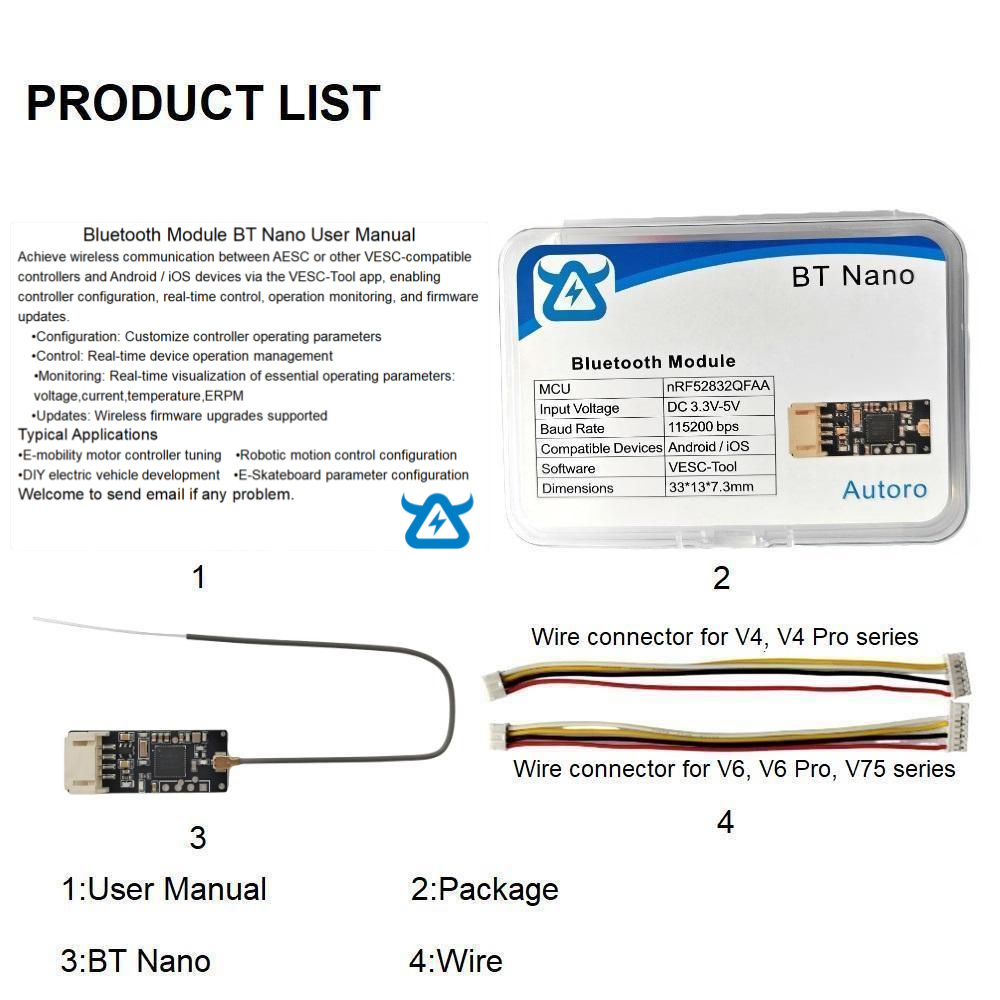 Autoro BT Nano Wireless Blueto - đánh giá và giá Vesc 75300 Controller